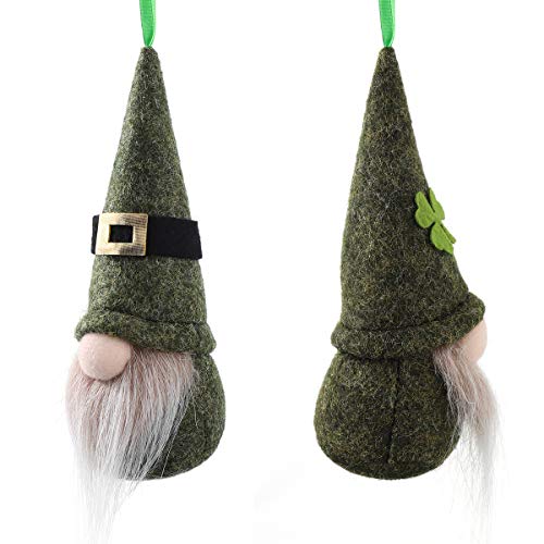 Load image into Gallery viewer, St Patrick Day Hanging Gnome Ornaments Set of 10, Irish Gnomes Handmade Leprechaun Elf Tomet DecorationsSpring Gnome Lucky Clover Hanging Ornament