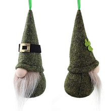 Load image into Gallery viewer, St Patrick Day Hanging Gnome Ornaments Set of 10, Irish Gnomes Handmade Leprechaun Elf Tomet DecorationsSpring Gnome Lucky Clover Hanging Ornament
