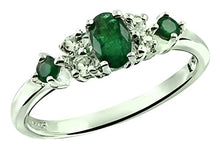 Load image into Gallery viewer, RB Gems Sterling Silver 925 Ring Genuine Gems (Emerald, Pink Tourmaline, Ruby, Sapphire) Rhodium-Plated Finish (12, emerald)
