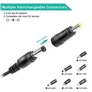 HKY 9V 2.5A Universal Charger, AC to DC, 2.1mmX5.5mm (5.5x2.5/2.5x0.7/3.5x1.35/4.0x1.7/4.8x1.7/5.5x1.7mm) Barrel Plug, AC 100-240V Converter Adapter DC 9V 2.5A(0.5A,1A,1.5A,2A) Power Supply Cord