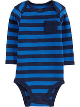 Load image into Gallery viewer, Simple Joys by Carter&#39;s Boys&#39; 4-Pack Soft Thermal Long Sleeve Bodysuits, Stripes, 6-9 Months
