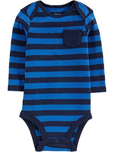 Simple Joys by Carter's Boys' 4-Pack Soft Thermal Long Sleeve Bodysuits, Stripes, 6-9 Months