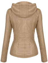 Load image into Gallery viewer, Tanming Women's Womens Hooded Faux Leather Jackets (X-Small, Apricot)
