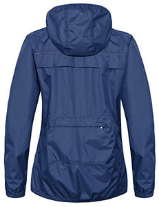Little Donkey Andy Women's Waterproof Cycling Bike Jacket with Hood, Running Rain Jacket, Windbreaker, Ultralight Packable Navy Size S