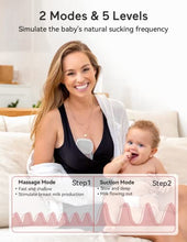 Load image into Gallery viewer, Momcozy S9 Double Wearable Breast Pump, Hands-Free Breast Pump, Portable Electric Breast Pump with 2 Mode &amp; 5 Levels, Painless Breastfeeding Breastpump Can Be Worn in-Bra, 24mm Grey
