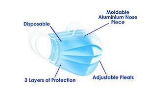 Oakridge Medical Face Mask | Level 1 Hospital Grade | 50 Masks | Disposable | Breathable | Earloop | Moldable nose piece