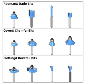 TOOLDO Router Bit Set 24 Pieces, 24A (24 pcs Model A）, 1/4 inch Shank, Professional Router Bit Kit for DIY, Woodworking Project, High Grade with Bearing