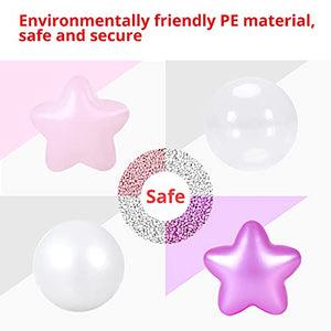 Ball Pit Balls Pack of 100 - Star and Round Set BPA Free Phthalate Free Non-Toxic Crush Proof Play Balls Soft Plastic Balls for Toddlers Baby Kids Birthday Pool Tent Party