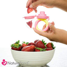 Load image into Gallery viewer, NatureBond Baby Food Pink Feeder/Fruit Feeder Pacifier (2 Pack) and Silicone Breastfeeding Manual Breast Pump with Pump Capsule, Pump Stand, Pump Strap, Stopper.
