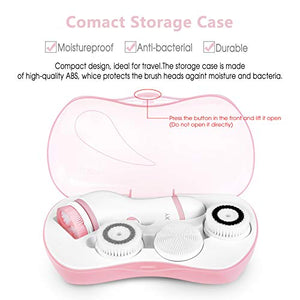 Waterproof Facial Cleansing Spin Brush Set with 4 Exfoliation Brush Heads - Complete Face Spa System by CLSEVXY - Advanced Microdermabrasion for Deep Scrubbing and Gentle Exfoliating