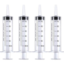 Load image into Gallery viewer, Frienda 4 Pack Large Plastic Syringe for Scientific Labs and Dispensing Multiple Uses Measuring Syringe Tools (60 ml)
