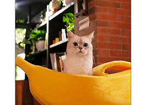 · Petgrow · Banana Cat Bed Cave Extra Large Size, Pet Bed Sofa Soft Cat Cuddle Bed House, Lovely Pet Supplies for Rabbits Small Dogs Cats Kittens Bed, Yellow
