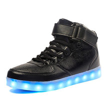 Load image into Gallery viewer, Voovix Kids LED Light Up Shoes USB Charging Flashing High-top Sneakers for Boys and Girls Child Unisex(Black,US3.5/CN36)
