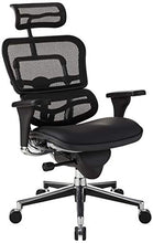 Load image into Gallery viewer, Eurotech Seating Ergohuman High Leather Seat/Mesh Back Swivel Chair, Black

