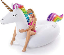 Load image into Gallery viewer, Jasonwell Giant Inflatable Unicorn Pool Float Floatie Ride On with Fast Valves Large Rideable Blow Up Summer Beach Swimming Pool Party Lounge Raft Decorations Toys Kids Adults
