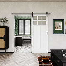 Load image into Gallery viewer, BARNER HOME Sliding Barn Door Hardware Kit &amp; Handle, White, MDF, 36'' × 84'', with Waterproof Covering, Unfinished Panelled Slab, Pre-drilled Holes, Easy Installation
