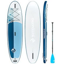Load image into Gallery viewer, Boardworks Lūnr Inflatable Stand-Up Paddle Board (iSUP) | SUP Package Includes Three Piece Paddle, Carry Bag, Leash, Phone Case and Pump (SUP) Complete Kit | 10’5”, Blue/White
