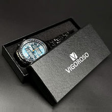 Load image into Gallery viewer, VIGOROSO Men's LED Analog Digital Date Week Sports Outdoor Steel Blue Dial Watch
