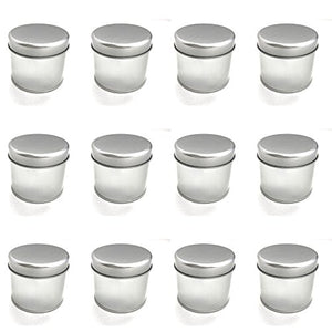 Large Tin Cans (8 Oz), 3" x 2.6", 12 Pack- For Creams, Art and Crafts, Storing Spices and Candy, and More