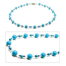 Load image into Gallery viewer, Accents Kingdom Women&#39;s Magnetic Hematite Fashion Necklace with Simulated Turquoise Round Bead, 18&quot;
