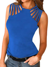 Load image into Gallery viewer, Zecilbo Womens Sleeveless Racerback Strap Tee Tops Basic Ladies Oversized Loose Blouse Shirts Blue, XX-Large
