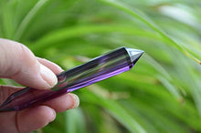 Load image into Gallery viewer, Keren (smart) Clear Purple Siberian Synthetic Crystal Lab Grown Quartz 12 Sided 3.54 Inch Facet Vogel Style Double Termination Wand Point Reiki Healing
