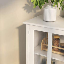 Load image into Gallery viewer, Modern Storage Cabinet, Decorative Console Table with Metal Handles, Glass Doors, Compartments and Drawer, Buffet Sideboard for Kitchen Dining Room Hallway Entryway (41.43" L X 15.55" W X 35.43" H)
