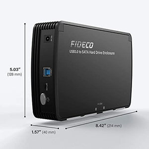 FIDECO SATA Hard Drive Enclosure Case with Fan, USB 3.0 SATA hdd enclosure for 2.5/3.5 inch SATA HDD/SSD, External Hard Drive Case,Support Up to 16TB