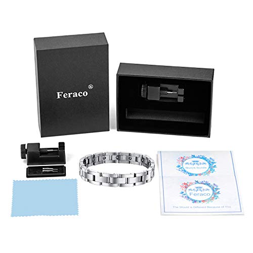 Load image into Gallery viewer, Feraco Magnetic Bracelets for Men Arthritis Pain Relief Sleek Titanium Stainless Steel Magnetic Therapy Bracelet with Removal Tool