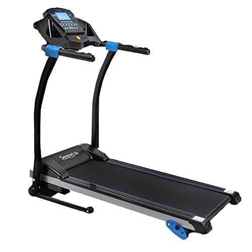 SereneLife Smart Digital Folding Treadmill - Electric Foldable Exercise Fitness Machine, Large Running Surface, 3 Incline Settings, 16 Preset Program, Sports App for Running & Walking (SLFTRD25)