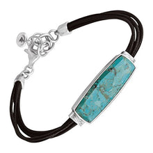 Load image into Gallery viewer, Silpada &#39;True Colors&#39; Compressed Turquoise Link Bracelet in Genuine Leather and Sterling Silver, 7&quot; + 1&quot; Extender
