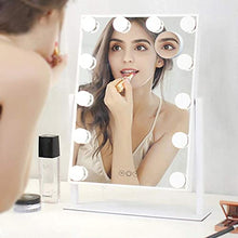 Load image into Gallery viewer, FENCHILIN Lighted Makeup Mirror Hollywood Mirror Vanity Makeup Mirror with Light Smart Touch Control 3Colors Dimmable Light Detachable 10X Magnification 360°Rotation(White)
