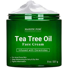 Load image into Gallery viewer, Tea Tree Oil Face Cream by Majestic Pure - Therapeutic Grade, Acne Scar Remover and Pimple Cream, Infused with Ceramides, Fights Acne and Soothes Acne Scars, Face Moisturizer, 8 oz

