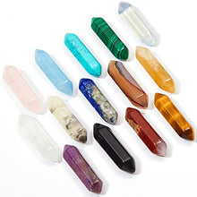 Load image into Gallery viewer, Ferreve Crystal Wands Hexagonal Natural Amethyst Rose Quartz Tiger Eye Obsidian Crystals Gemstone Wand Set for Meditation Crystal 1.18 Inch -1.3 Inch (Fresh Colors, 14 Pieces)
