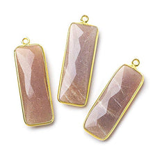 Load image into Gallery viewer, 31x11mm Vermeil Bezel Chocolate Moonstone Bar 1 Ring Pendant 1 Piece
