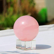 Load image into Gallery viewer, 50mm Natural Carved Rose Quartz Ball Healing Crystal Sphere with Glass Base
