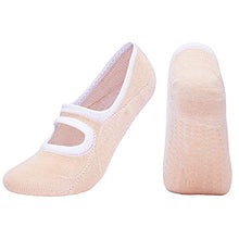 Load image into Gallery viewer, JKLO 3 Pairs Women Bandage Yoga Socks Quick-Dry Damping Pilates Ballet Socks Good Grip for Women Cotton Socks 908 (Color : Style 4 Brown, Size : 3 Pairs One Size)
