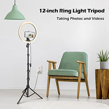 Load image into Gallery viewer, UBeesize 12’’ led Ring Light with Tripod Stand and Phone Holder, Selfie Ring Light for Video conferencing, Compatible with iPhone&amp;Android Phones&amp;Cameras

