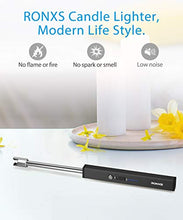 Load image into Gallery viewer, RONXS Candle Lighter, Square Electric Arc Lighter with LED Battery Display Safety Switch, USB Rechargeable Lighter w/Longer Flexible Neck for Camping Cooking BBQs Fireworks

