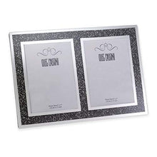 Load image into Gallery viewer, Oleg Cassini Crystal Hematite Double Picture Frame 5"x 7"
