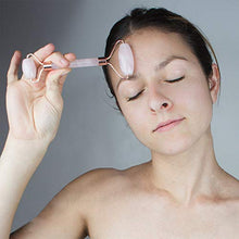 Load image into Gallery viewer, Kitsch Rose Quartz Roller for Face, Genuine Semi-Precious Gemstone Face Roller for Eyes, Neck and Body, Rose Quartz Facial Massager, Natural Stone (Rose Quartz)
