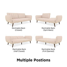Load image into Gallery viewer, Novogratz Brittany Sofa Futon, Premium Linen Upholstery and Wooden Legs, Pink Linen
