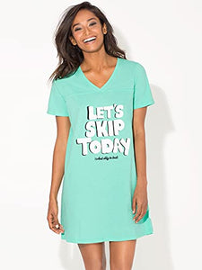 Smart & Sexy Women's V-Neck Oversized Sleep Shirt, Edward Green Let's Skip Today, 3X