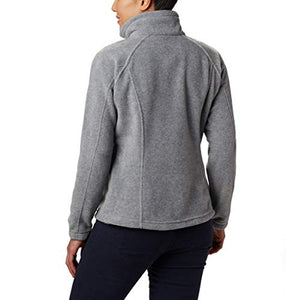 Columbia womens Benton Springs Full Zip Fleece Jacket, Light Grey Heather/Fuchsia, X-Large US