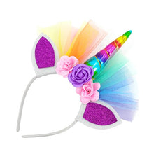 Load image into Gallery viewer, LYLKD Little Girls Layered Rainbow Tutu Skirts with Unicorn Horn Headband
