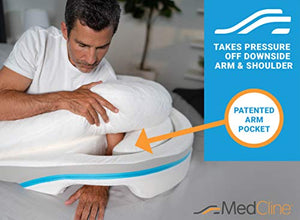 MedCline Shoulder Relief Wedge and Body Pillow System, One Size, Right or Left Side Sleeping Comfort, Medical Grade, Removable Cover