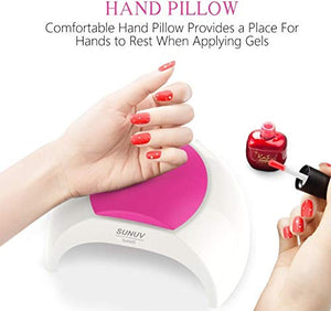 Gel UV Nail Lamp, SUNUV 48W UV LED Nail Dryer Light for Gel Nails Polish Manicure Professional Salon Curing Lamp with 4 Timer Setting Sensor(one Pink pad)