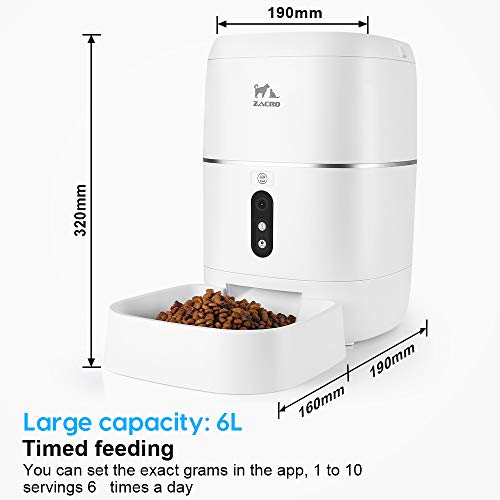 Load image into Gallery viewer, Zacro 6L Automatic Cat Dog Feeder - WiFi Automatic Pet Smart Feeder Food Dispenser, 1080P HD WiFi Pet Camera with Night Vision and 2-Way Audio Communication, Wi-Fi Enabled App for iOS/Android