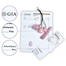 Load image into Gallery viewer, MIMOSA Yoni Eggs of Upgraded Size, GIA Certified and Drilled Rose Quartz[3 Pack]with Instructions, and Massage Tool
