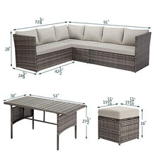 Load image into Gallery viewer, U-MAX Patio Furniture Sets 7 Pieces Outdoor Conversation Set All Weather Wicker Sectional Sofa Couch Dining Table Chair with Ottoman (Gray)
